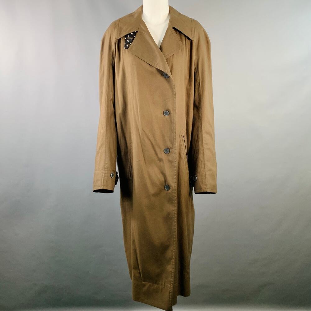 HAIDER ACKERMANN Size S Olive Black White Cotton Raglan Sleeve Coat